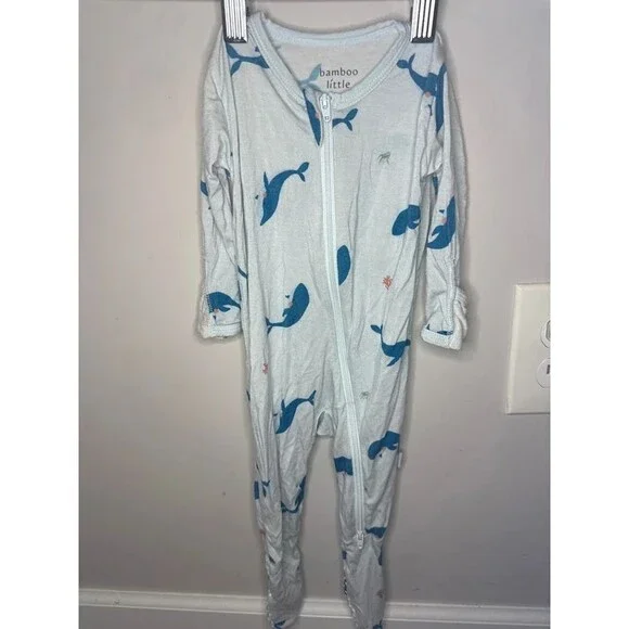 Bamboo Little Whale Zipper Footie Pajamas 3-6 Months