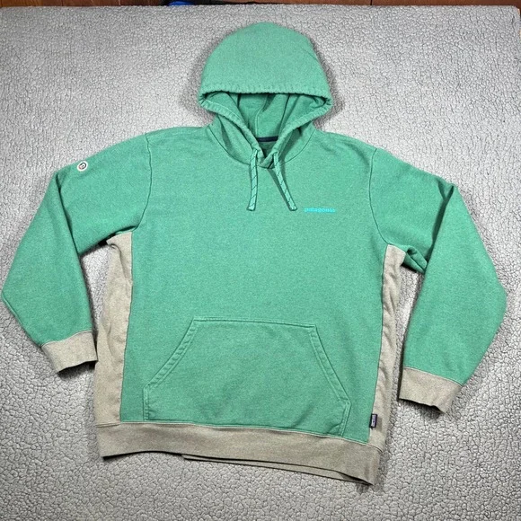 Patagonia Fitz Roy Icon Uprisal Hoodie Men L Pullover Colorblock Green Gorpcore