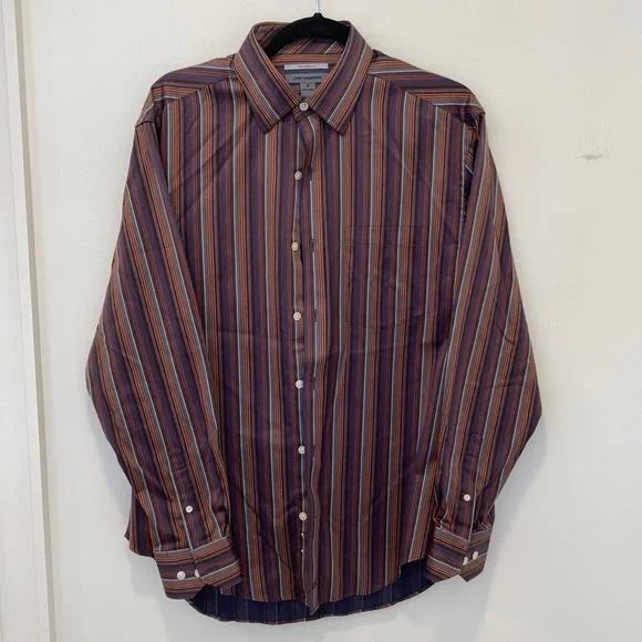 Johnston & Murphy Striped Tailored Fit Shirt Cotton Size Medium