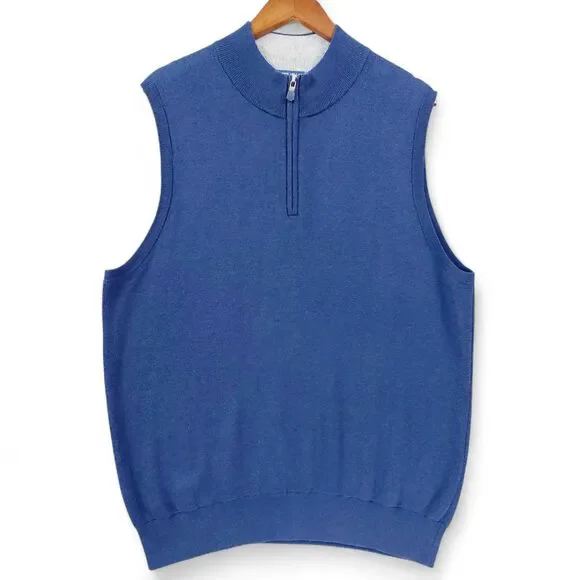 Peter Millar Crown Crafted XL Blue Quarter Zip Sweater Vest Golf