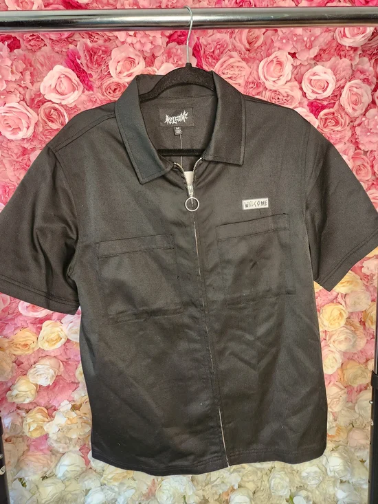 Zumiez Black Short-Sleeve Zip Work Shirt Jacket