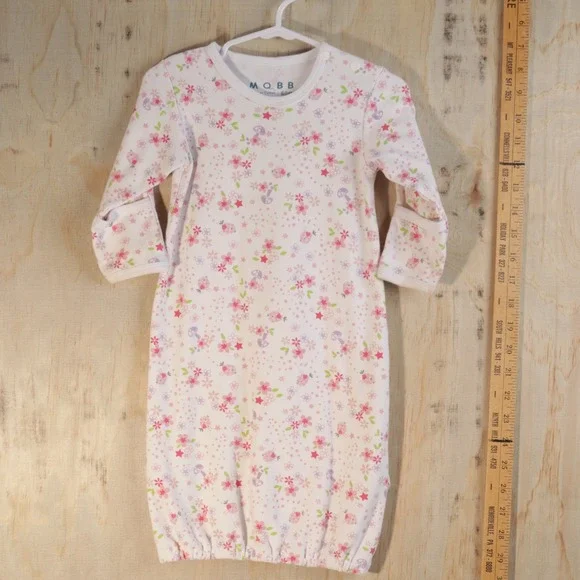 MQBB Organic Cotton Baby Sleep Gown Pink Floral Mushroom Birds 6-12M