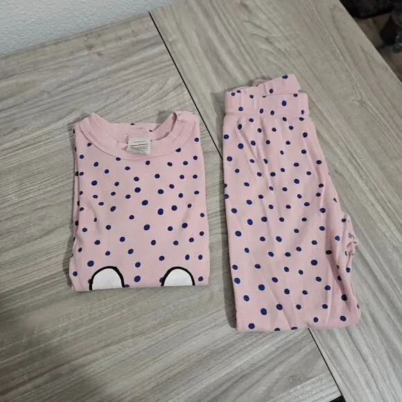 Hanna Andersson Pajama Set Pink Blue Dotted White Bunny Rabbit Easter Spring