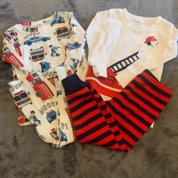 Carter's Fire Truck Pajama Set - Red and White