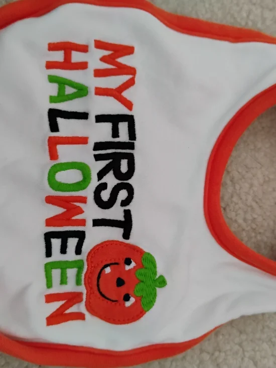 Carter's White Bib with Orange Trim and Halloween Embroidery 🎃