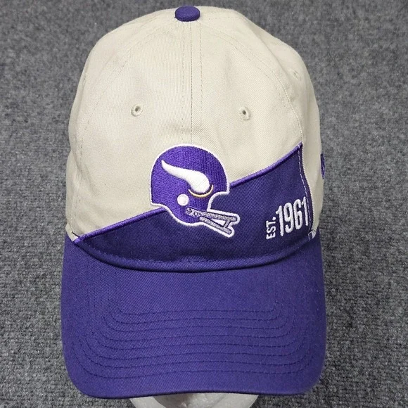 Minnesota Vikings Hat Women OSFM Tan Purple‎ New Era 9TWENTY EST 1961 NFL Cap