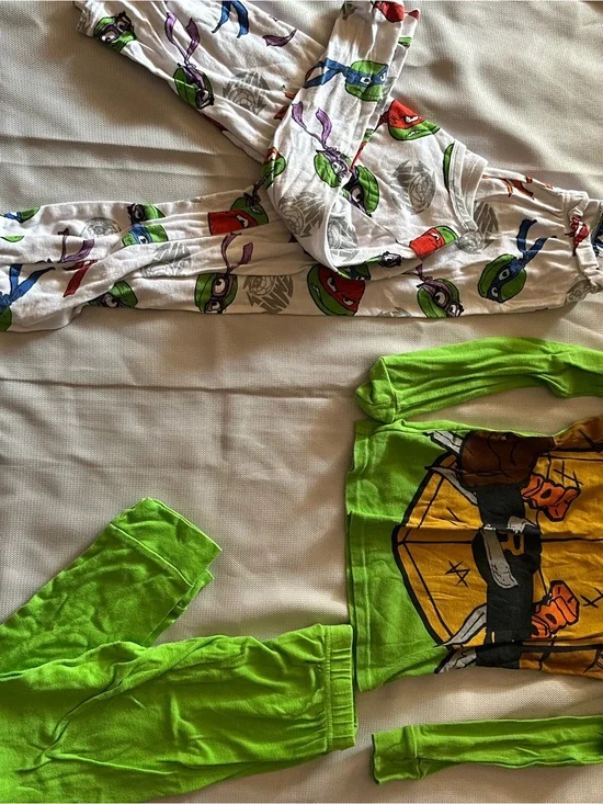 Kids Turtle Costume Pajama Set in Green and White