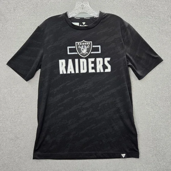 Oakland Raiders Men Shirt Medium Black Camo Logo Fanatics Short Sleeve Tee‎