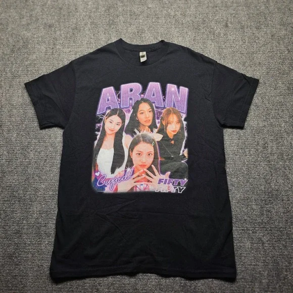Gildan Fifty Fifty K-Pop Cupid Graphic T-Shirt Black Mens Medium Aran Keena