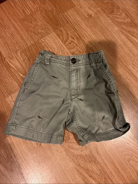 Carter's Olive Green Shark-Pattern Cotton Shorts