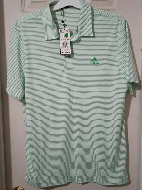 adidas Mint Green Thin-Striped Polo Shirt