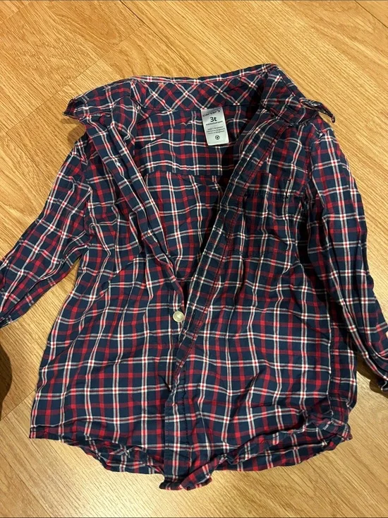 Carter's Navy, Red & White Plaid Button-Down Shirt