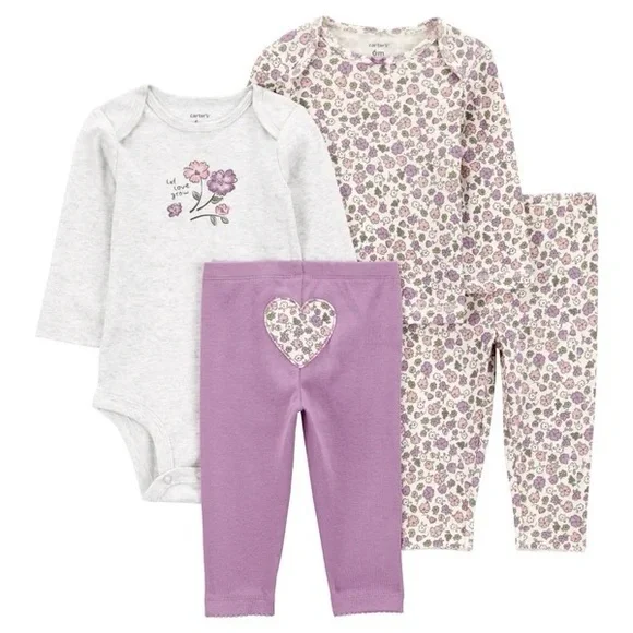 NWT Carter's Baby 4-piece Layette Set in Purple (Ditsy) Size 18M /‎ 12M