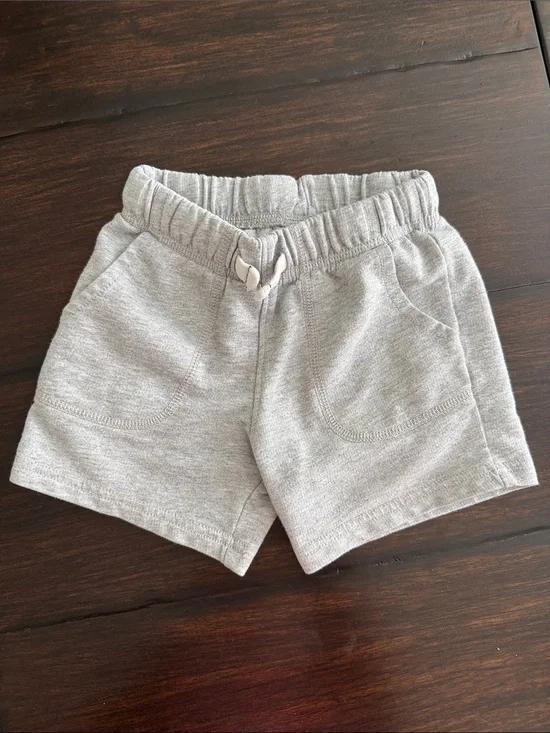 Carter's Light Gray Knit Elastic-Waist Shorts with Drawstring