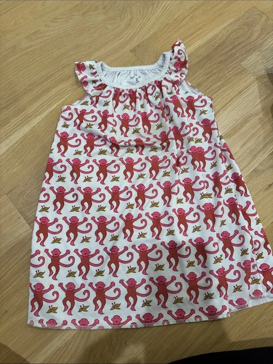 Roller Rabbit Pink Monkey Print Sleeveless Nightgown