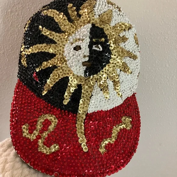Lady Luck Sun zodiac all over sequins hat vintage 80-90s
