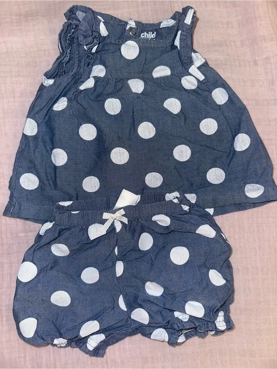 Carter's Navy Top & Shorts Polka Dot Set