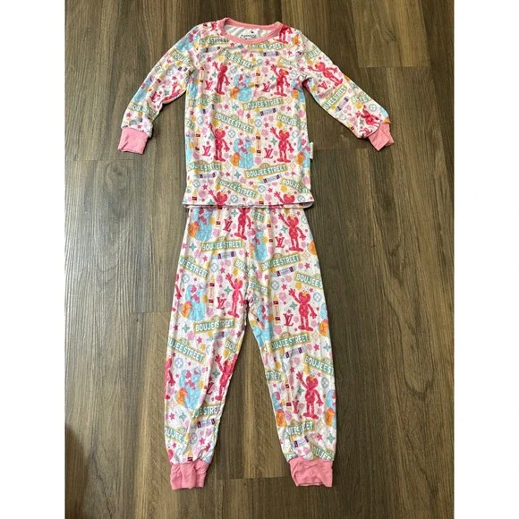 Bamboozle Pajama Set Toddler 3T Pink Sesame Street Boujee Street Bamboo Viscose
