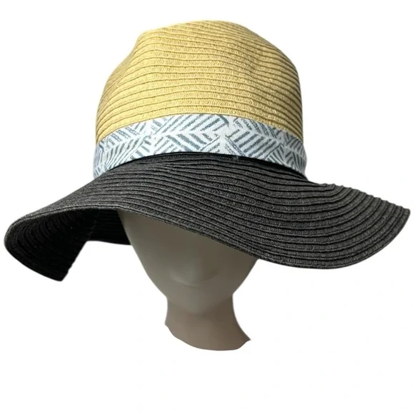 Permanent Vacation Two Tone Paper Woven Floppy Brim Hat One Size