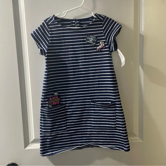 Carter's Navy and White Striped Kids Dress