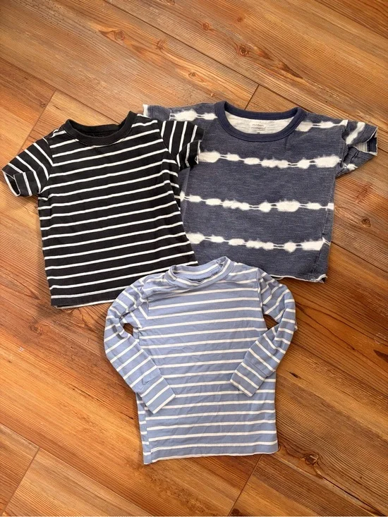 12 months Striped & Tie-Dye Short Sleeve Shirt Set - Navy, Black & Light Blue