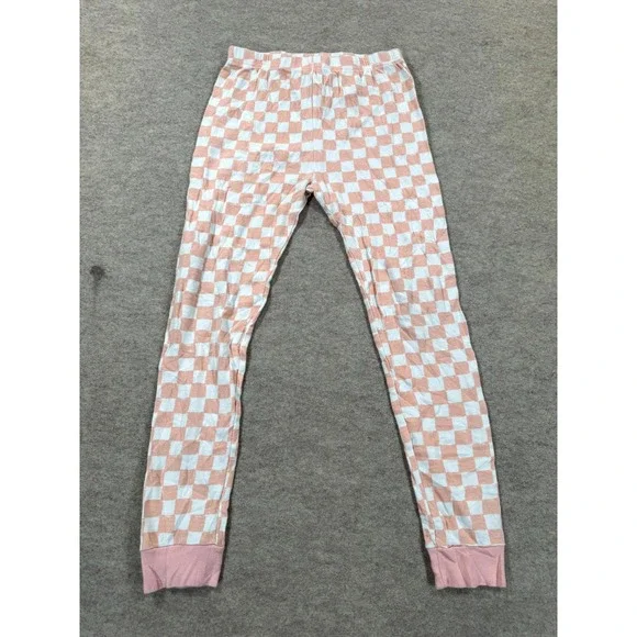 Carter's Pajama Pants Girls 12/12A Peach White Checkered Casual Mid Rise Pull On