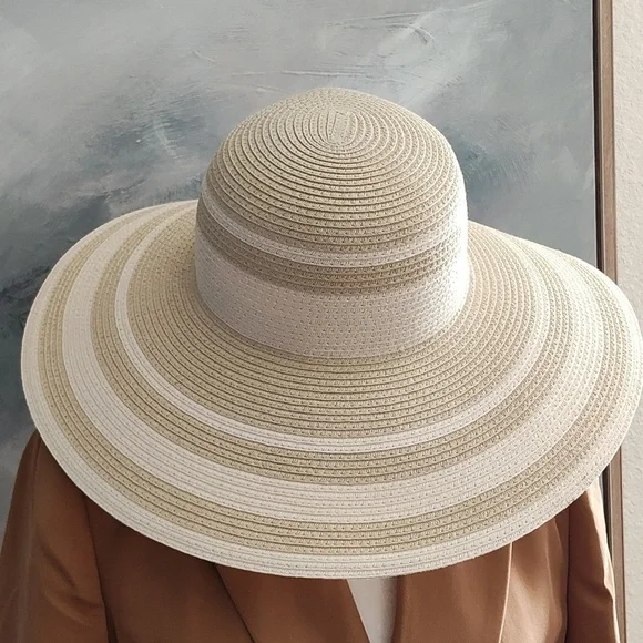 New J.Crew Striped Straw Hat