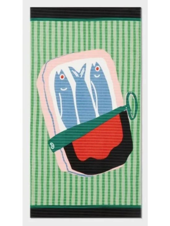 2 Pack Beach Towel 6 Foot Tall Sardines Room Essentials New