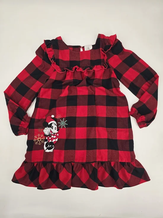 Disney Red and Black Buffalo Plaid Minnie Mouse Girls Nightgown Size 5/6