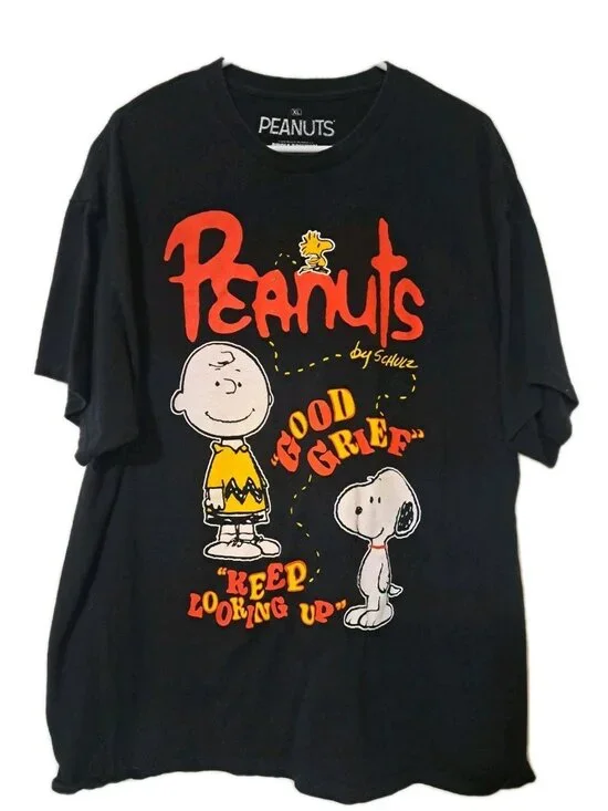 Peanuts Ripple Junction Mens Xlarge Black Tshirt Charlie Brown Snoopy‎