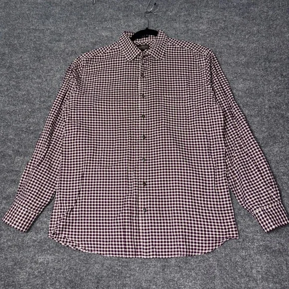 Rodd and Gunn The Hermitage Shirt Mens Large Purple White Gingham Italian Fabric
