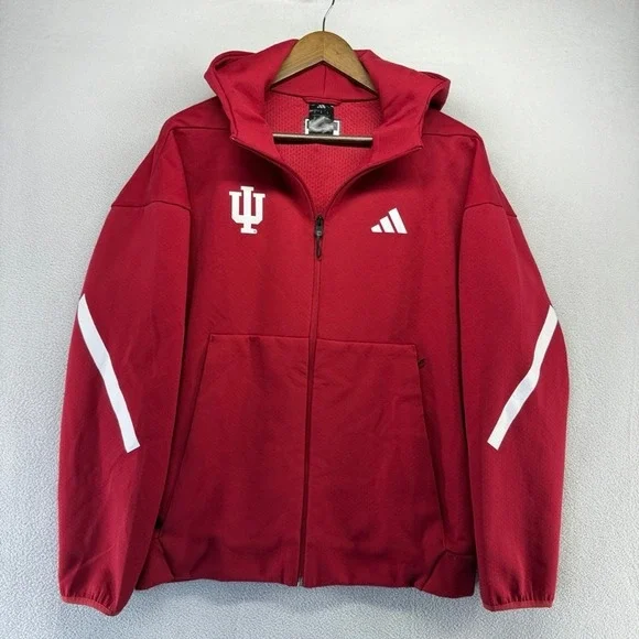 Indiana Hoosiers Hoodie men's Medium Red Zip Sweatshirt Player Team Issue Adidas