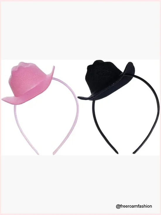 Set of 2 Cowboy Mini Hat Headbands for Party Costumes