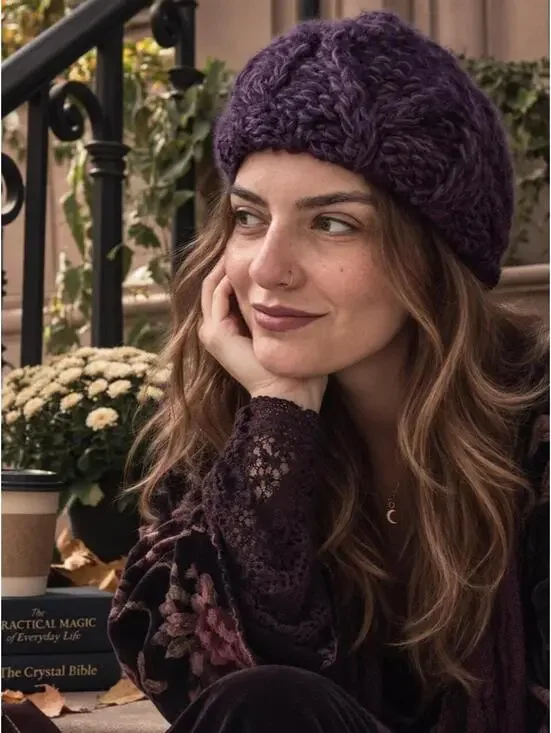 Merona Plum Chunky Cable Knit Beret Whimsigoth