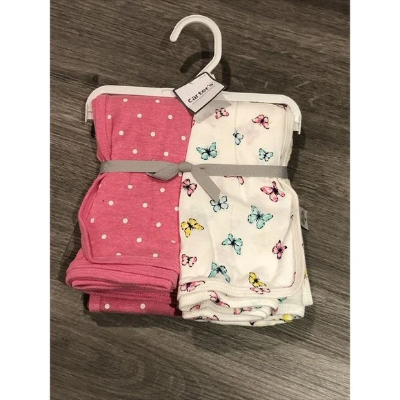 Carter's Receiving Swaddle Blanket Baby Girl Polka Dots Butterflies Pink…