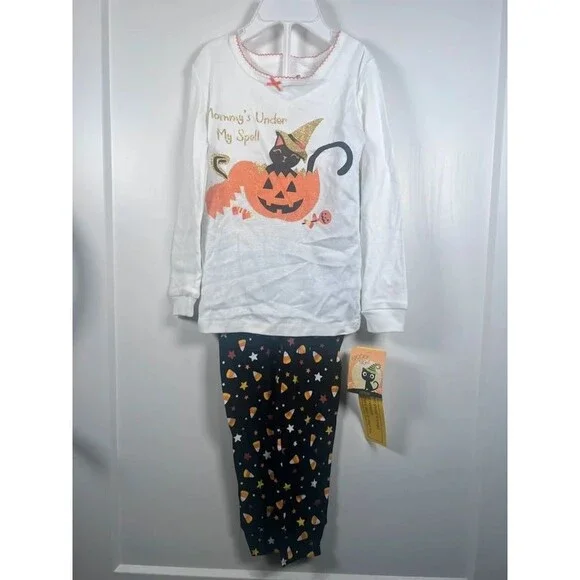 Spooky Night 2-Piece Halloween Cat Sleepwear Set Size 4T – Girls Fall Pumpkin