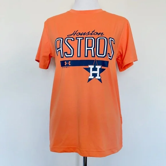 Under Armour Houston Astros MLB T-Shirt Mens Size Small Orange Baseball Fan Gear