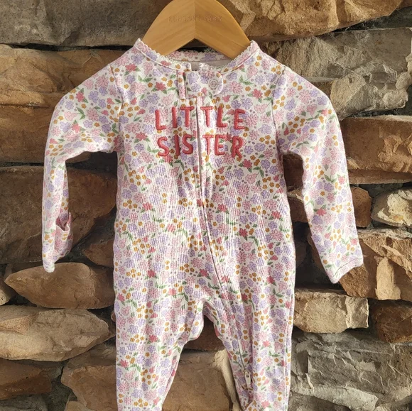 Carter's Pink Floral 'Little Sister' Footie 3m