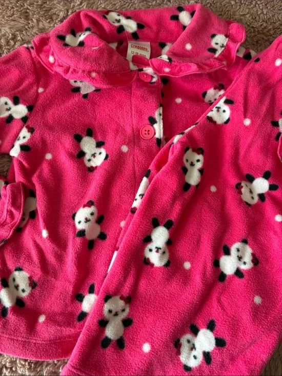 Gymboree Hot Pink Fleece Pajama Set with Panda Print