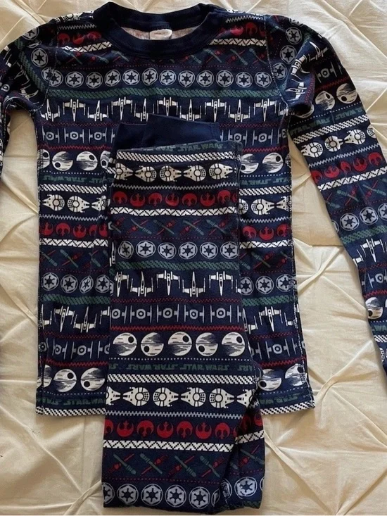 Star Wars Navy Blue Kids Holiday Pajama Set with Red & White Accents