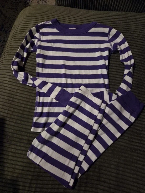 Hanna Anderson Purple Stripe Long Sleeve Pajamas 5/6