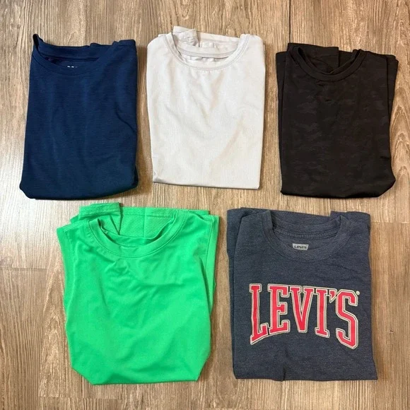Kids Activewear Shirt Bundle 5pc Levis DSG DryTek Camo Performance Tops 14/16