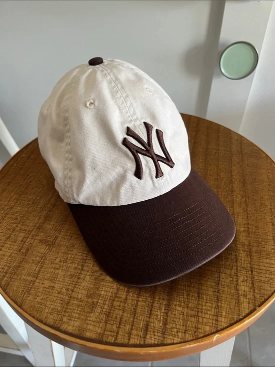 Cream and Brown NY Baseball Cap