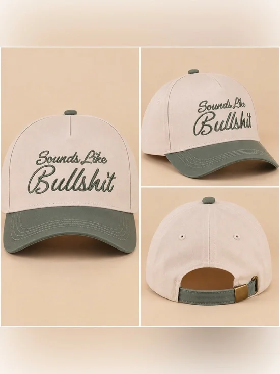 Zenana Sounds Like Bullsh*t Novelty Baseball Hat Forest Green