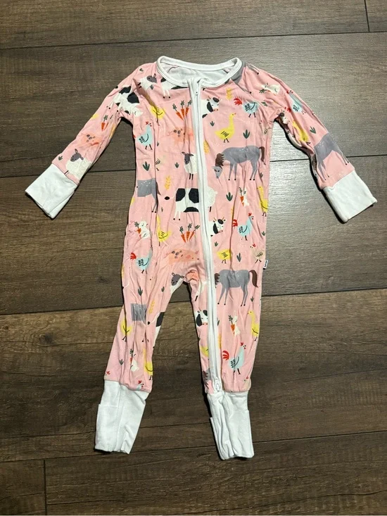 Little Sleepies Pink Farm Animals Zippy
