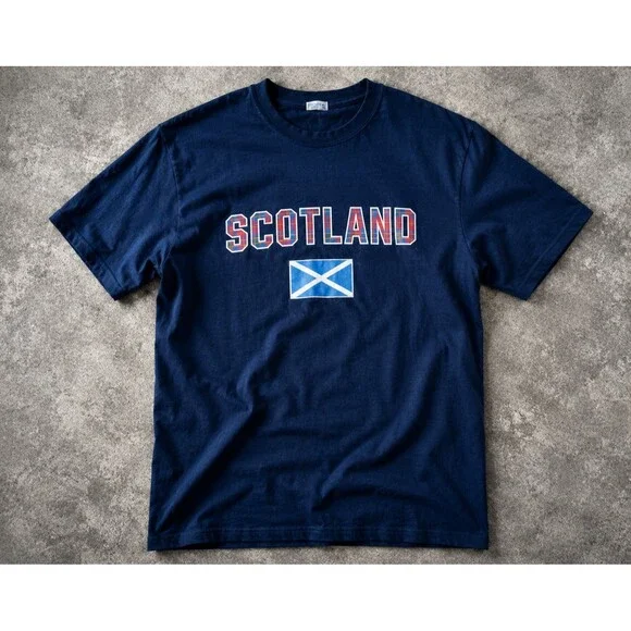 Scotland Navy Blue Scottish Flag Saltire Graphic Souvenir T Shirt Mens Large