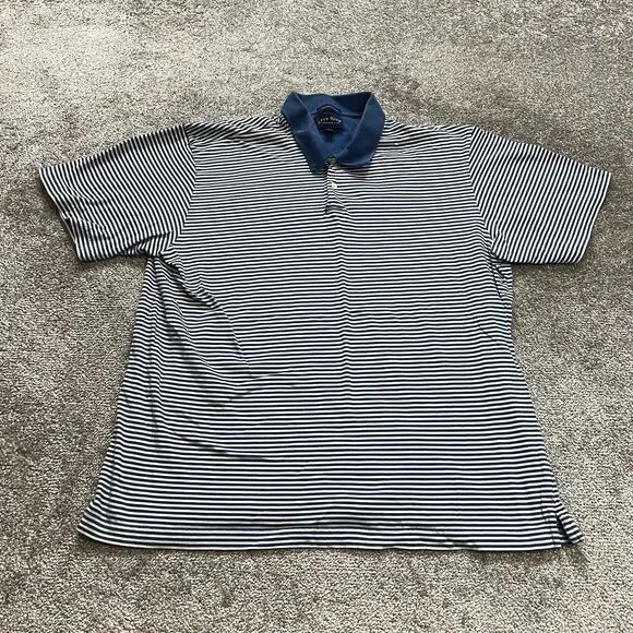 Club Room by Charter Club Polo Shirt Mens XL Blue Striped Pima Cotton Collared