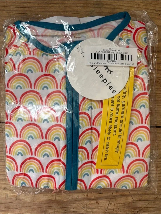NIB Little Sleepies Primary Rainbows Bamboo Viscose Zippy 🌈 Sz 3T