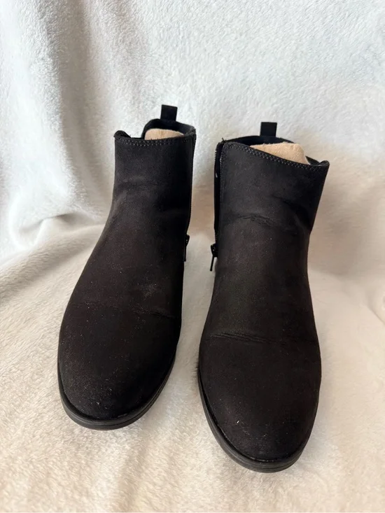 SO Black Suede Ankle Booties with Side Zip