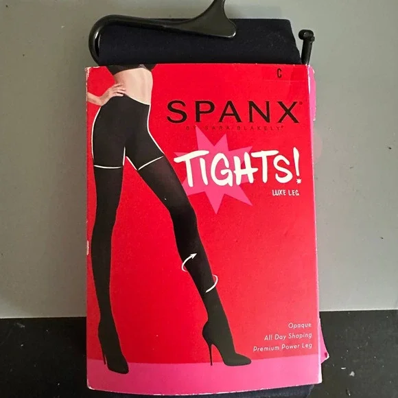 Spanx Luxe Leg Tights Black Opaque 60‎ Denier Shaper Top Size C FH3915